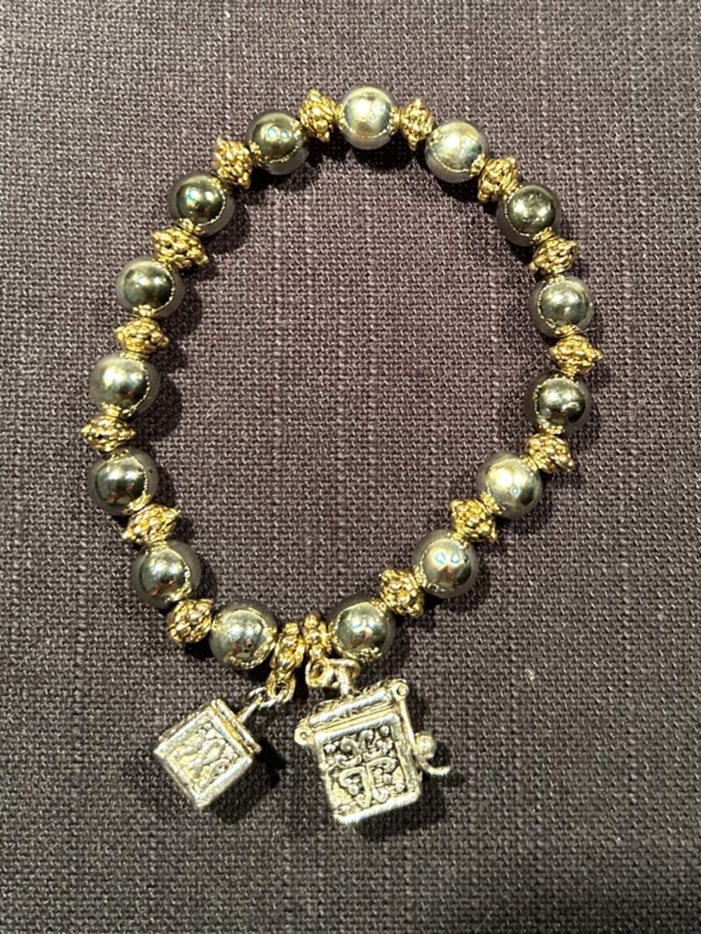 Gold and Silver Charm Stretch Bracelet